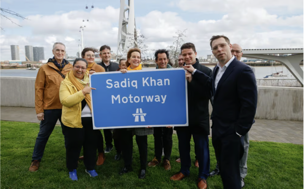 Rob campaigning to rename the Silvertown Tunnel as the Sadiq Khan motorway